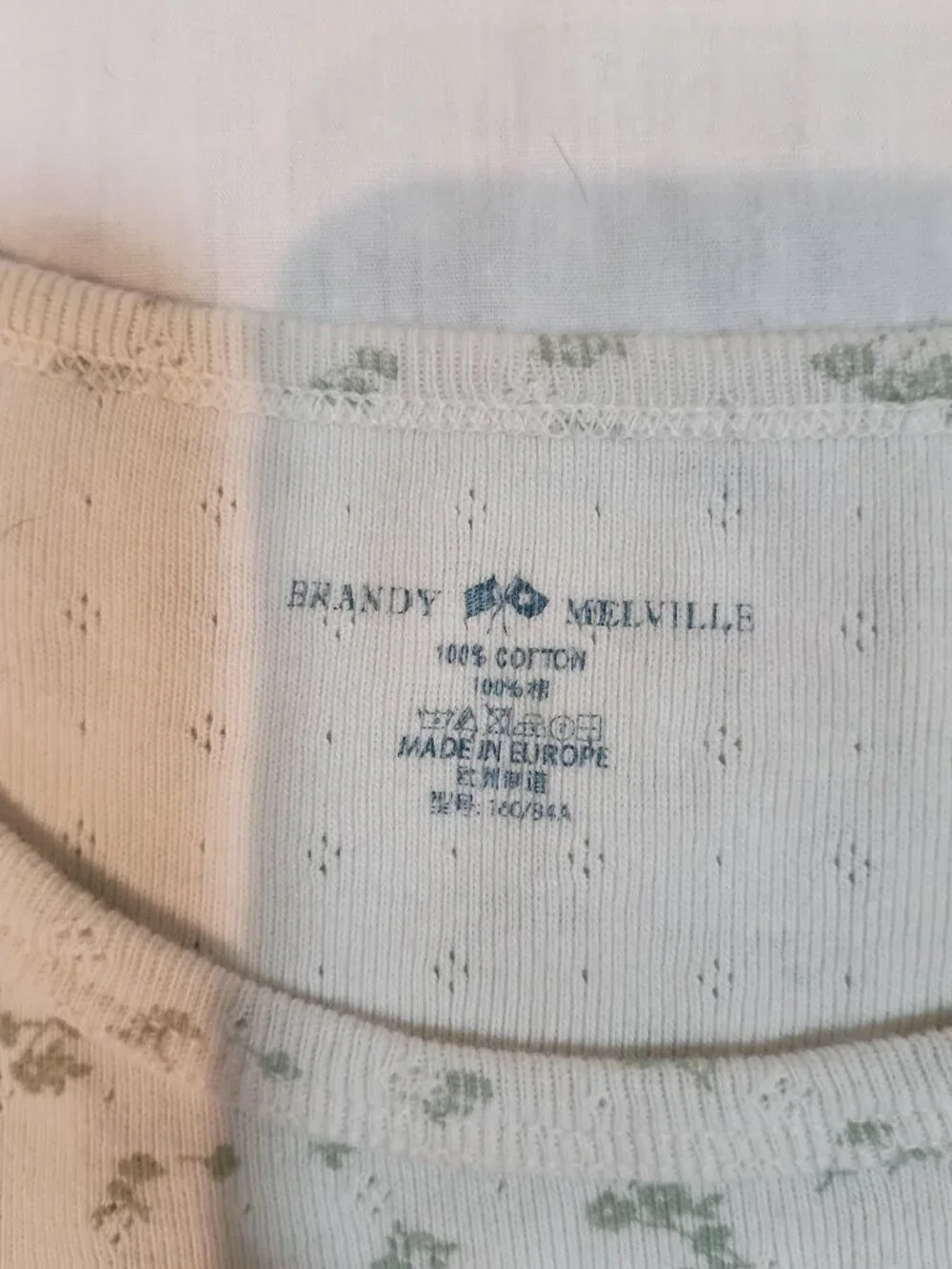 Brandy Melville/Baby Tee/Womens OS/Sage Green Ditsy Floral Crop Cottagecore Y2K